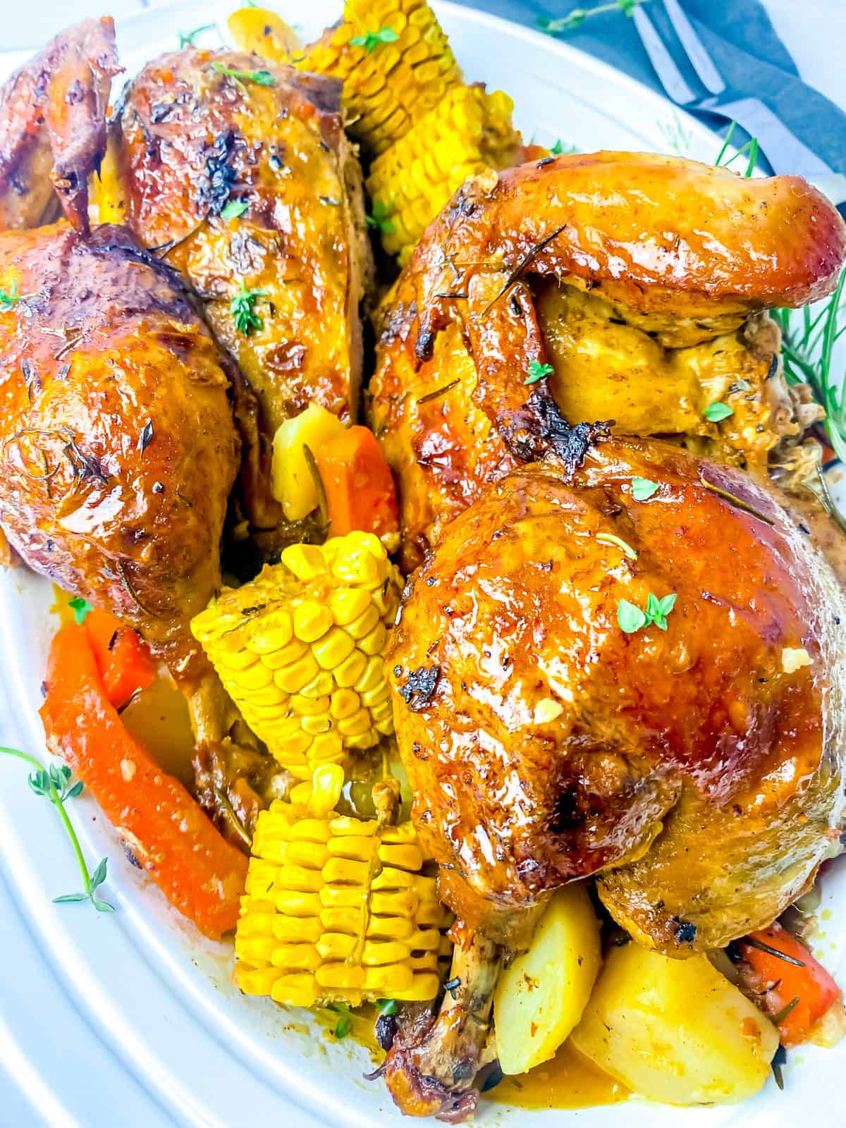 garlic herb roasted chicken (spatchcock)