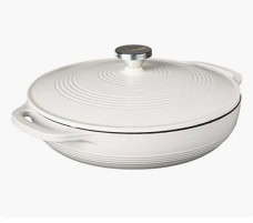 Lodge 3.6 Quart Enameled Cast Iron Oval Casserole With Lid– Dual Handles