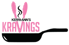 Kerri-Ann’s Kravings logo featuring pink text, steam, and a black skillet